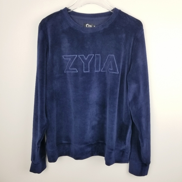 Zyia Active Velour Navy Blue Sweatshirt XL - Picture 1 of 6